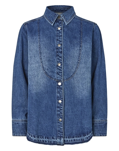 Rabens Saloner - Paia Denim Bib Skjorte - Dark Indigo